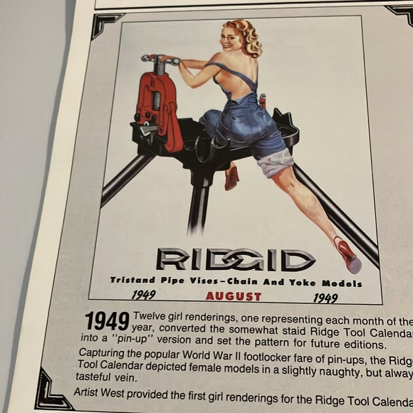 VINTAGE RIDGID TOOLS 9 -2 YEAR PIN-UP CALENDARS 1979-1998 INC RAQUEL WELCH REDO - Picture 17 of 17